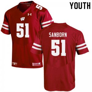 Youth Wisconsin Badgers NCAA #51 Bryan Sanborn Red Authentic Under Armour Stitched College Football Jersey AX31B71XN